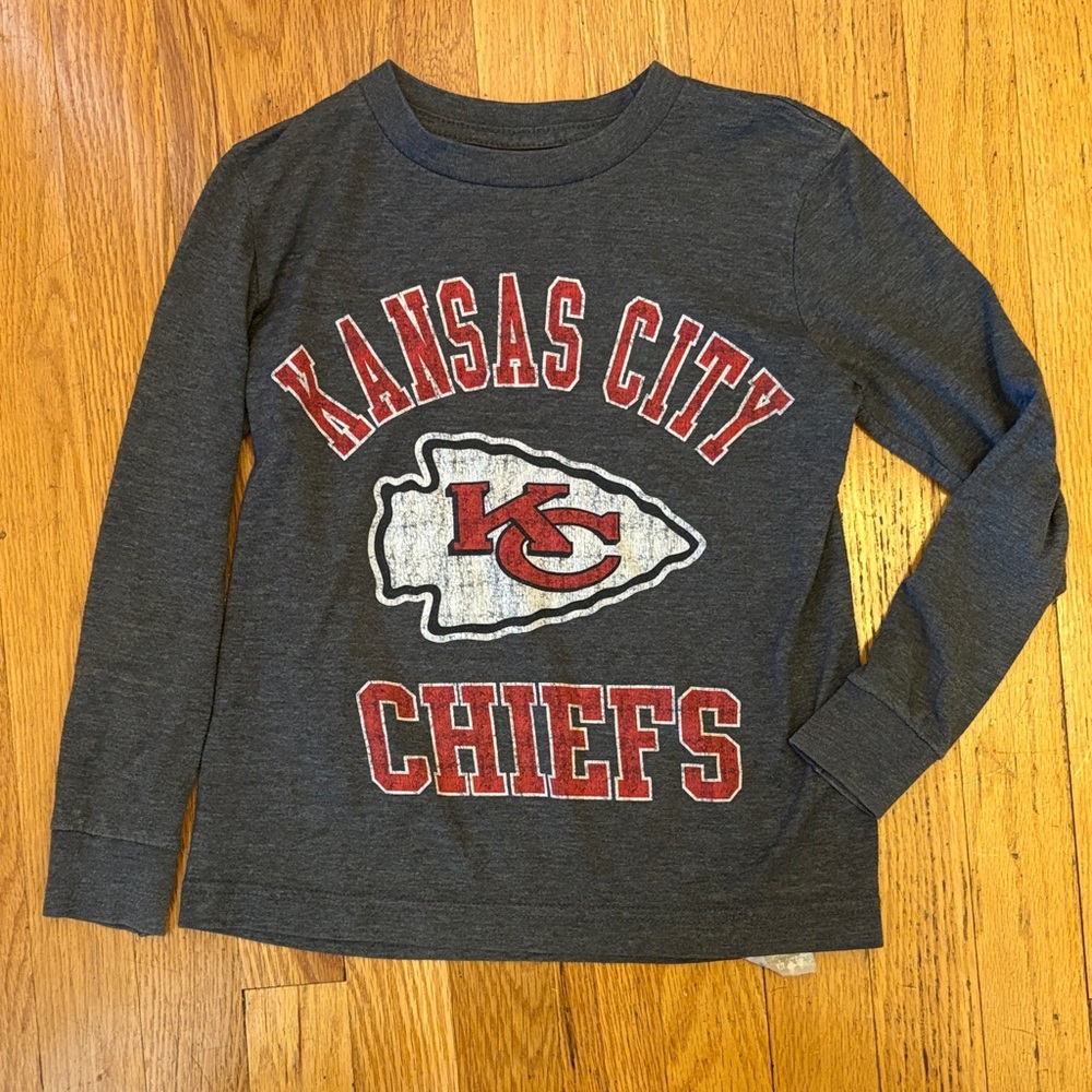 NFL Kansas City Chiefs Kids Long Sleeve Tee - Dark Gray and Red